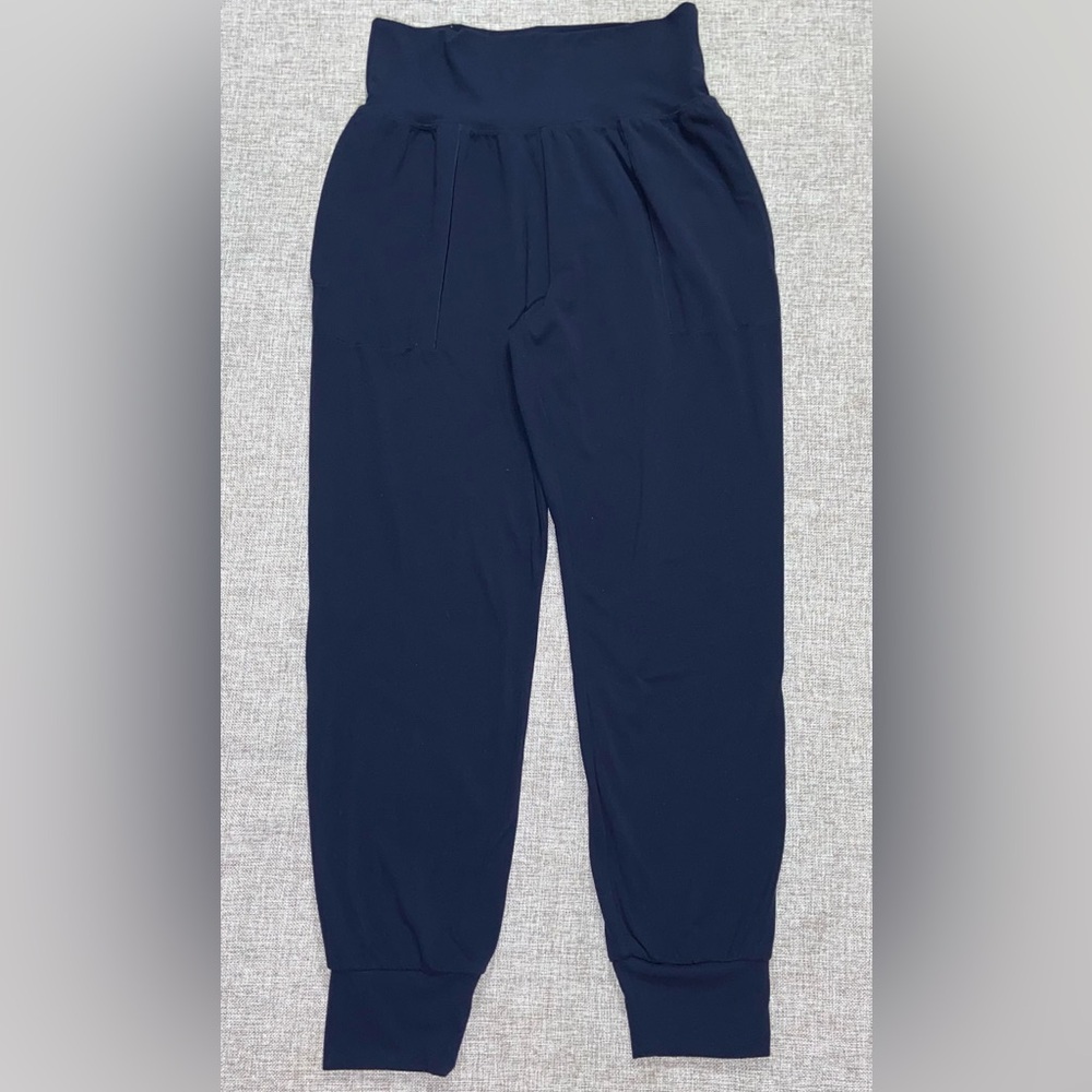 Athleta Salutation Jogger Pants Powervita Small Navy Blue Pockets